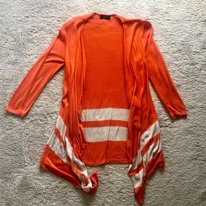 Orange cardigan with tab stripes
